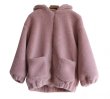 画像3: Women's Lamb fluffy hooded sweater  エコファーシンプルフーディーブルゾン ジャケットコート (3)