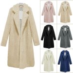 画像6: Women's  Faux Lambswool Long Sleeve Turn Down Collar Loose Thicken Woolen Coat Warm Long Outwear　エコファーシンプルテーラードロングコート (6)