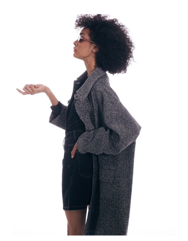 画像6: Women's  Grey snowflake coat  シンプルグレーロングコート ジャケット (6)