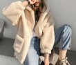 画像5: Women's Lamb fluffy hooded sweater  エコファーシンプルフーディーブルゾン ジャケットコート (5)