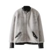 画像6: Women's  long-sleeved short zipper jacket PU leather stitching plush jacket thick coat　レザーステッチラビットファーシンプルブルゾン ジャケットコート (6)