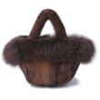 画像5: Woman's mink fur handbags mane with fox fur portable basket bag   リアルミンク＆フォックスファーファーバケットトートバッグメッセンジャーバッグ (5)