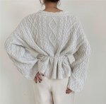 画像5: women's simple fashion comfortable temperament loose long-sleeved knit cardigan　ケーブル編みVネックカーディガン　ジャケット (5)