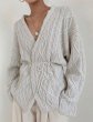 画像2: women's simple fashion comfortable temperament loose long-sleeved knit cardigan　ケーブル編みVネックカーディガン　ジャケット (2)