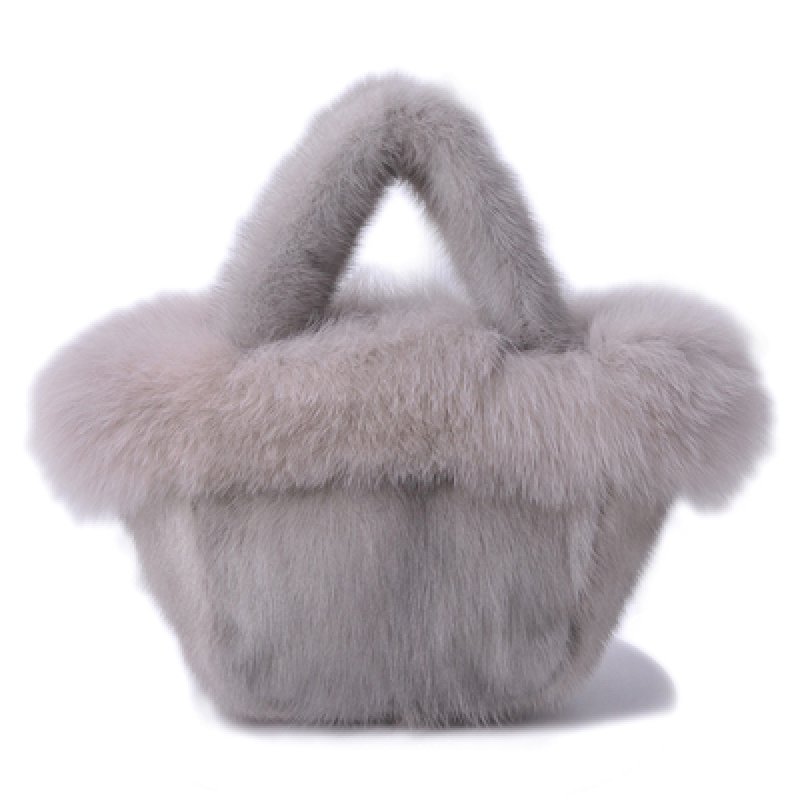 画像4: Woman's mink fur handbags mane with fox fur portable basket bag   リアルミンク＆フォックスファーファーバケットトートバッグメッセンジャーバッグ (4)
