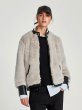 画像3: Women's  long-sleeved short zipper jacket PU leather stitching plush jacket thick coat　レザーステッチラビットファーシンプルブルゾン ジャケットコート (3)