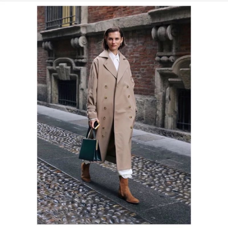 画像7: Women's  lazy casual classic double-breasted knees loose street fan coat jacket ダブルブレスト膝下ロングマキシ丈トレンチコート ロングコート ジャケット (7)