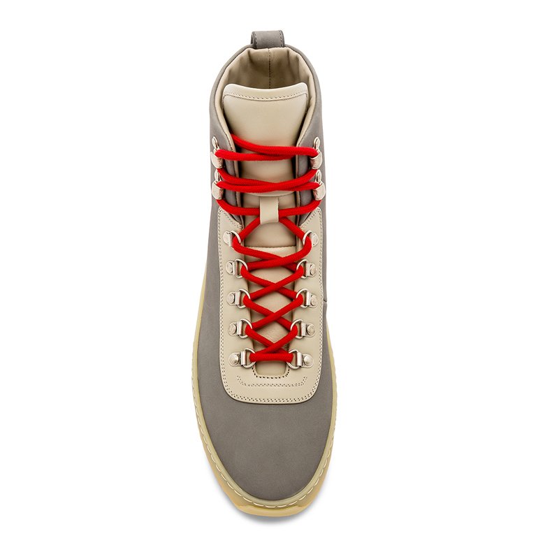 画像5:  Men's Leather Mountain Race up Casual Shoes Leather high-top sneakers 　レザーレースアップハイカットアウトドアカジュアルツーリングシューズ  (5)