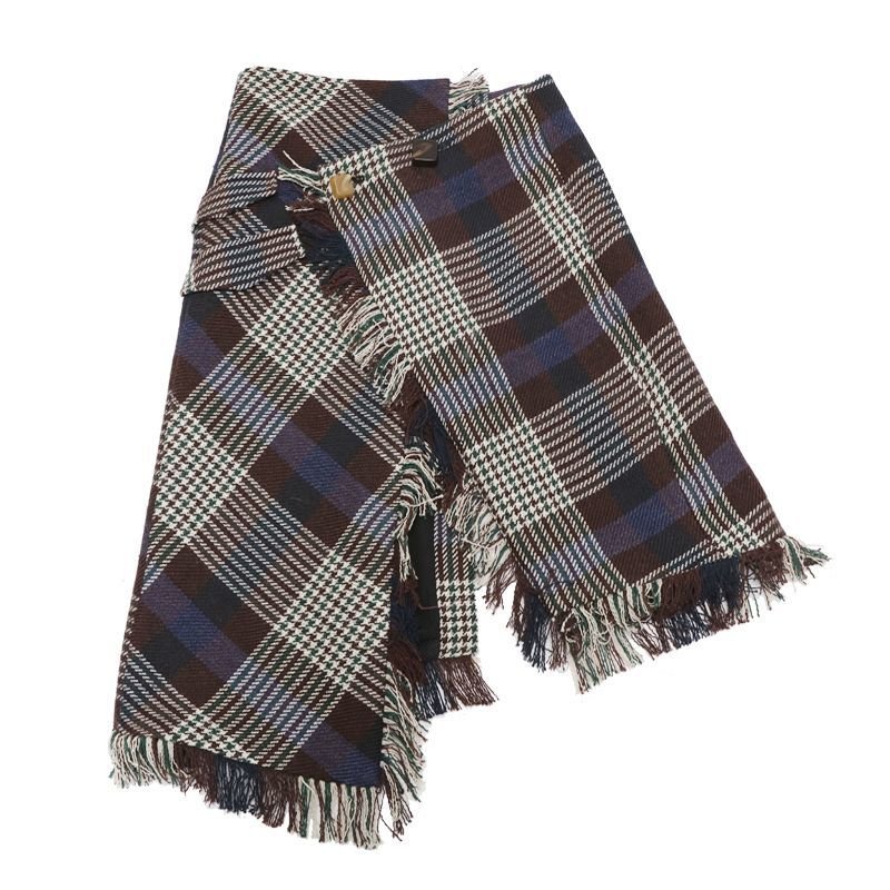 画像7:  women'sunique design lattice skirt asymmetric fringed apron wool high waist skirt  アシンメトリフリンジエプロンウールハイウエストスカートワードスカート (7)