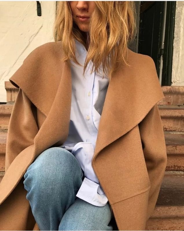 画像6: Women's big lapel walk with wind long double-sided cashmere coat jacket カシミア混紡ラペル風ロングコート ジャケット (6)