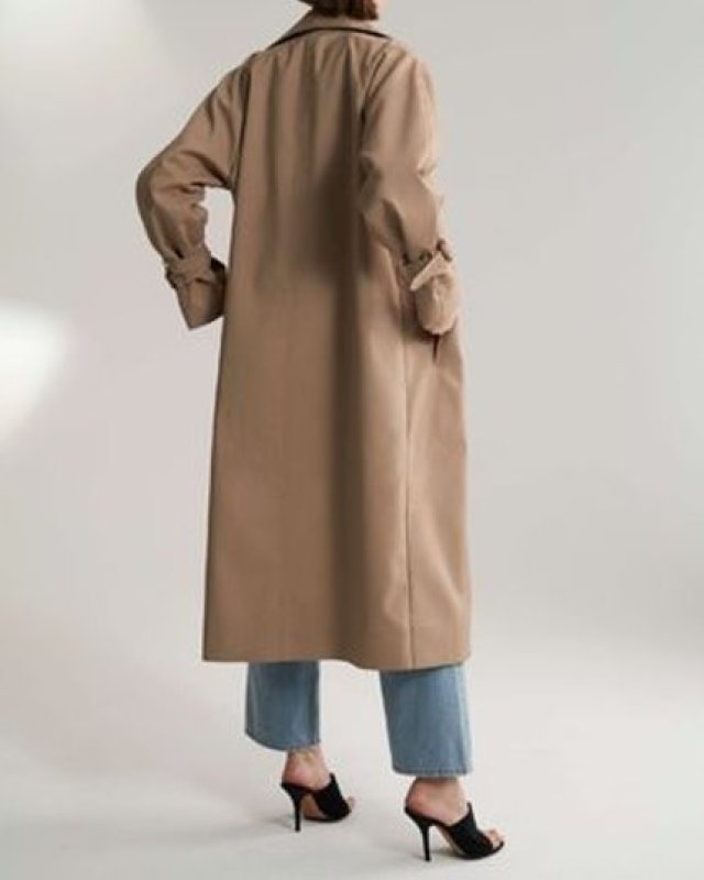 画像8: Women's  lazy casual classic double-breasted knees loose street fan coat jacket ダブルブレスト膝下ロングマキシ丈トレンチコート ロングコート ジャケット (8)