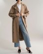 画像2: Women's  lazy casual classic double-breasted knees loose street fan coat jacket　ダブルブレスト膝下ロングマキシ丈トレンチコート　ロングコート　ジャケット (2)