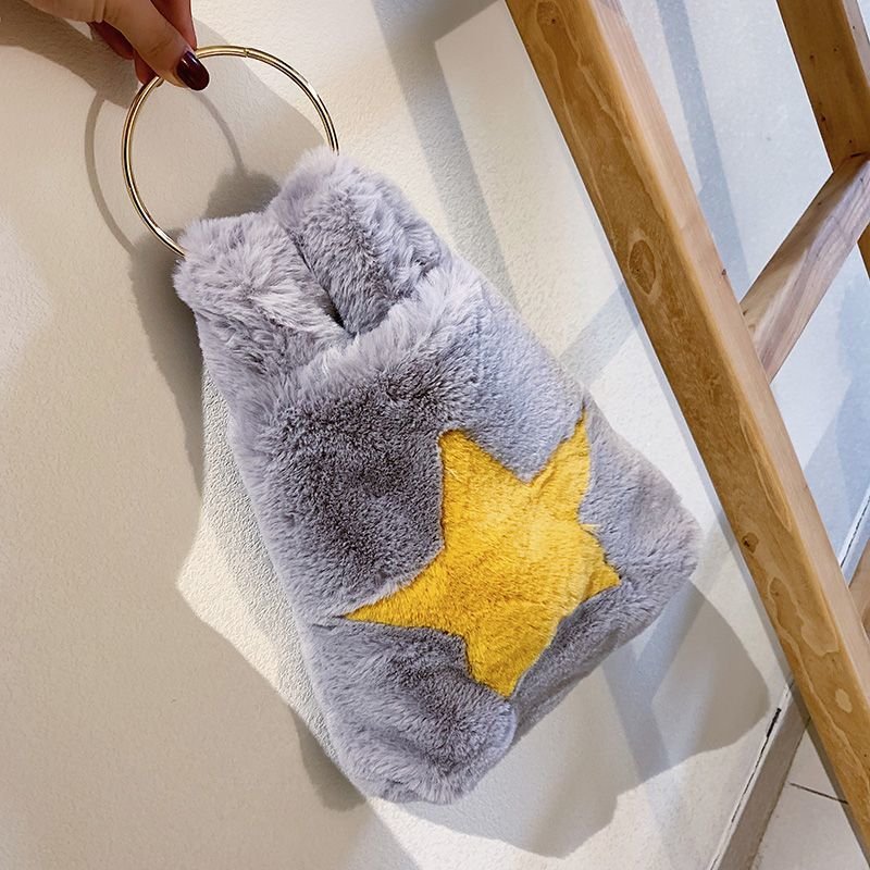 画像9: Woman's  Star fur ring tote bag　スターリングハンドルファートートショルダーハンドバック (9)