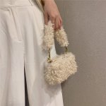 画像13: Woman's  lamb plush handbag slung shoulder bag  モコモコラムファースモールトートショルダーハンドバック (13)
