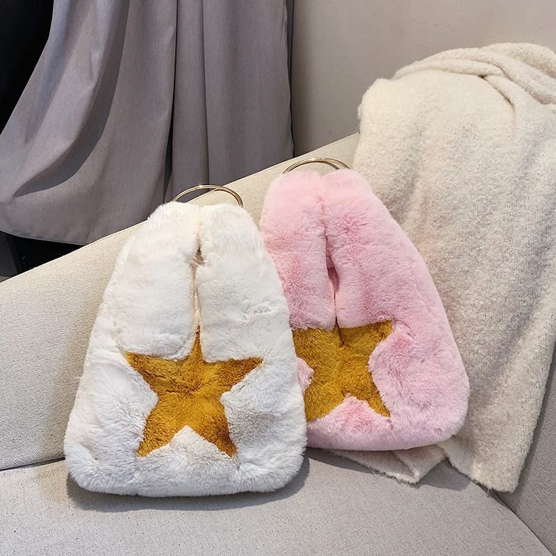 画像8: Woman's  Star fur ring tote bag　スターリングハンドルファートートショルダーハンドバック (8)