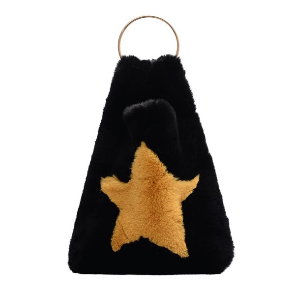 画像1: Woman's  Star fur ring tote bag　スターリングハンドルファートートショルダーハンドバック (1)