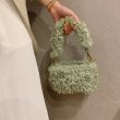 画像3: Woman's  lamb plush handbag slung shoulder bag  モコモコラムファースモールトートショルダーハンドバック (3)