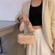 画像10: Woman's  lamb plush handbag slung shoulder bag  モコモコラムファースモールトートショルダーハンドバック (10)