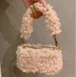 画像2: Woman's  lamb plush handbag slung shoulder bag  モコモコラムファースモールトートショルダーハンドバック (2)