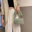 画像14: Woman's  lamb plush handbag slung shoulder bag  モコモコラムファースモールトートショルダーハンドバック (14)