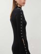 画像3:  Women's long-sleeved  Pearl decorative knit dress 　フレンチパールデコレイトニットドレス ワンピース　ブラウス (3)