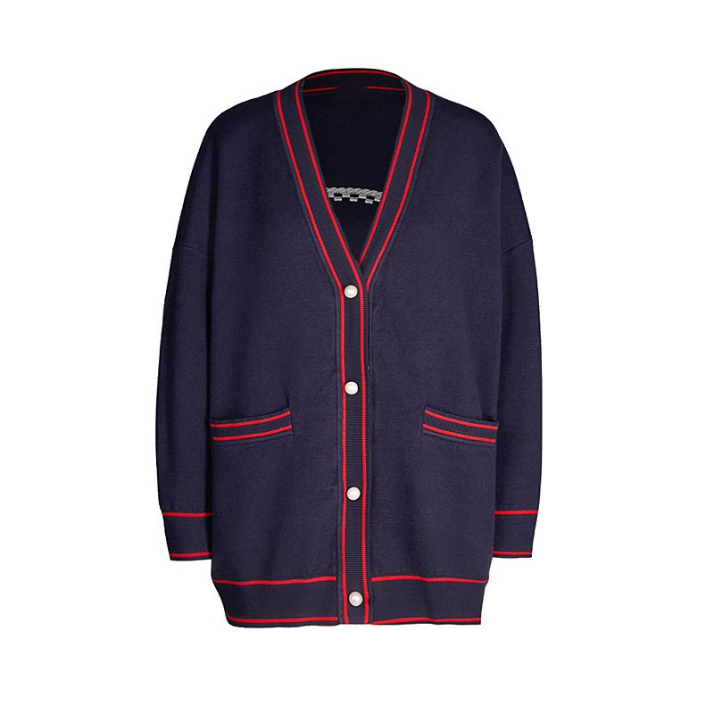 画像5: women's French College Wind Color Jacquard Love Flag Pattern Embroidered Loose Casual Knit Cardigan Jacket　フレンチカラージャカードニットカーディガンジャケット (5)