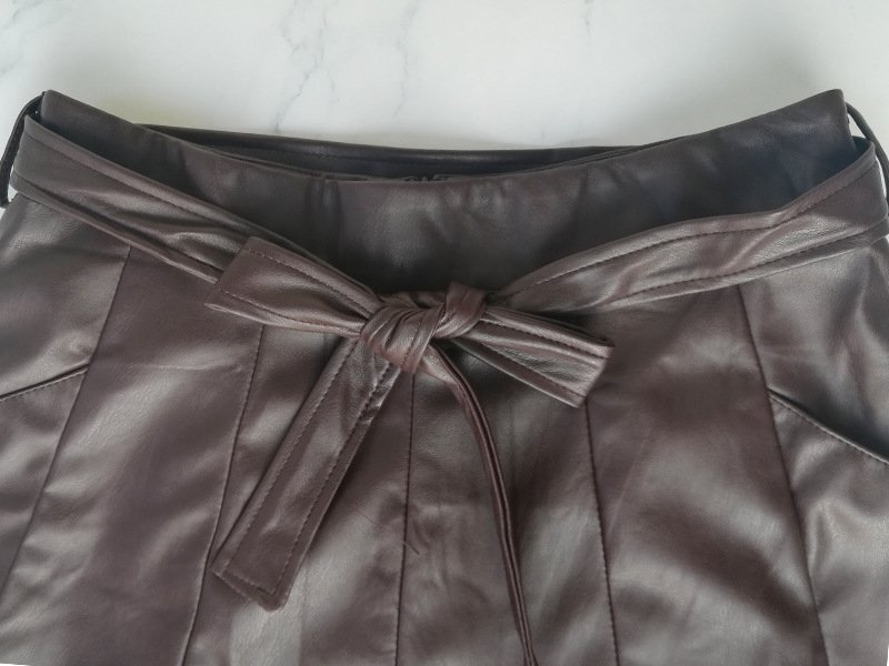 画像4:  women's high waist long leather skirt ハイウエストロングレザースカート (4)