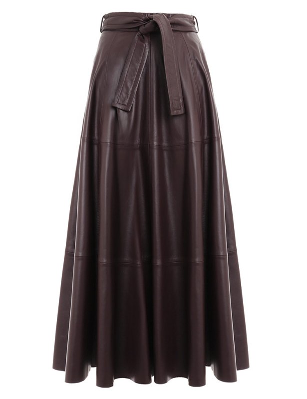 画像3:  women's high waist long leather skirt ハイウエストロングレザースカート (3)