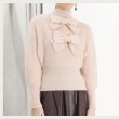 画像1: women's  Long Sleeve Turtleneck Bow Lantern Sleeve Top Waist Slim Knit Sweater　タートルネックボウランタンスリーブトップウエストスリムニットセーター (1)