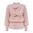 画像5: women's  Long Sleeve Turtleneck Bow Lantern Sleeve Top Waist Slim Knit Sweater　タートルネックボウランタンスリーブトップウエストスリムニットセーター (5)