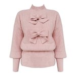 画像5: women's  Long Sleeve Turtleneck Bow Lantern Sleeve Top Waist Slim Knit Sweater　タートルネックボウランタンスリーブトップウエストスリムニットセーター (5)