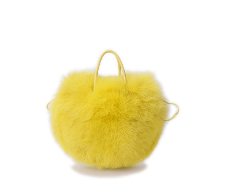 画像5: Women'fox fur grass fur round casual leather handbag shoulder  リアルフォックスファートート　ショルダーハンドバック (5)