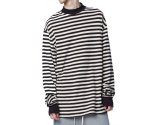 画像1: men's  loose hip-hop long-sleeved striped  t-shirt ボーダー　ストライプロング丈Tシャツ (1)