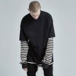 画像6: men's  loose hip-hop long-sleeved striped  t-shirt ボーダー　ストライプロング丈Tシャツ (6)