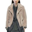 画像1: Women's Eco sheepskin fur riders style Jacket coat　　エコシープスキンファージャケット　ショートコート (1)