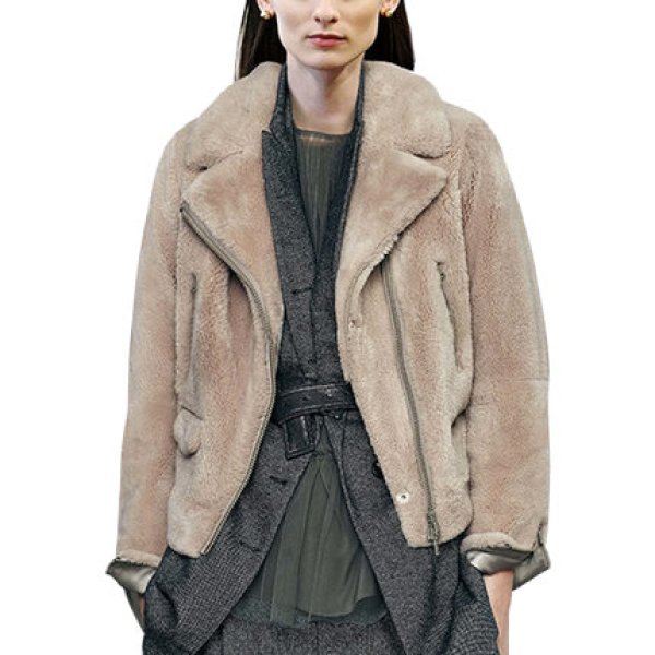 画像1: Women's Eco sheepskin fur riders style Jacket coat　　エコシープスキンファージャケット　ショートコート (1)