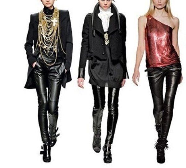 画像1: women's imitation leather leggings high waist tight leather pants trousers  ハイウエストレザーレギンス パンツ (1)