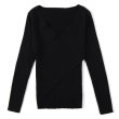 画像5: Women's Wrap Rib V Knit Pullover Sweater カシュクールVネックリブニットセーター (5)