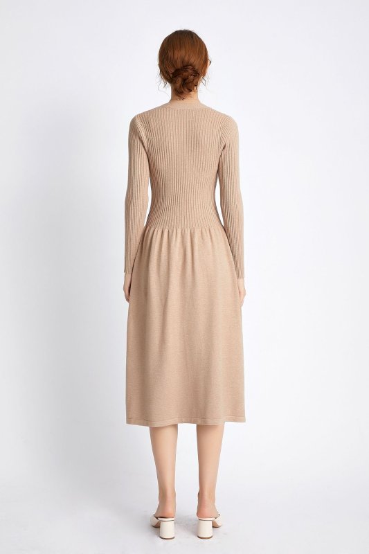 画像9:  Women's  long-sleeved Slim long knit dress　 ロングひざ下丈ニットドレス　ワンピース (9)