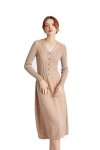 画像1:  Women's  long-sleeved Slim long knit dress　 ロングひざ下丈ニットドレス　ワンピース (1)