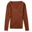 画像6: Women's Wrap Rib V Knit Pullover Sweater カシュクールVネックリブニットセーター (6)