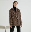 画像9: Women's leopard loose casual neutral drop shoulder double-breasted blazerエコシープスキンファーモコモコート　ジャケット (9)