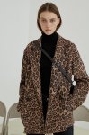 画像11: Women's leopard loose casual neutral drop shoulder double-breasted blazerエコシープスキンファーモコモコート　ジャケット (11)