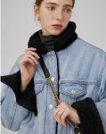画像4: Women's lamb hair loose casual  denim jacket エコシープスキンファー付きデニムGジャン　ジャケット (4)