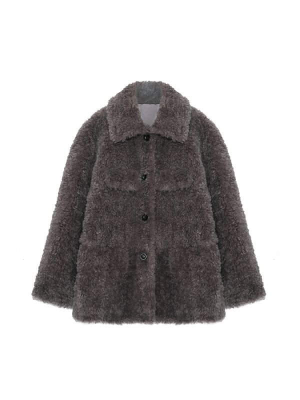 画像6: Women's Eco fur imitation lamb fur grass coat エコシープスキンファーモコモコート ジャケット (6)