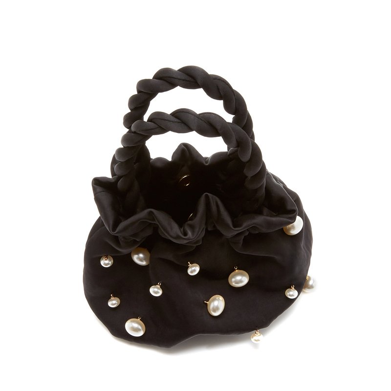 画像5:  woman’s Pearl bucket tote パール付きバッケット巾着トートハンドバック (5)