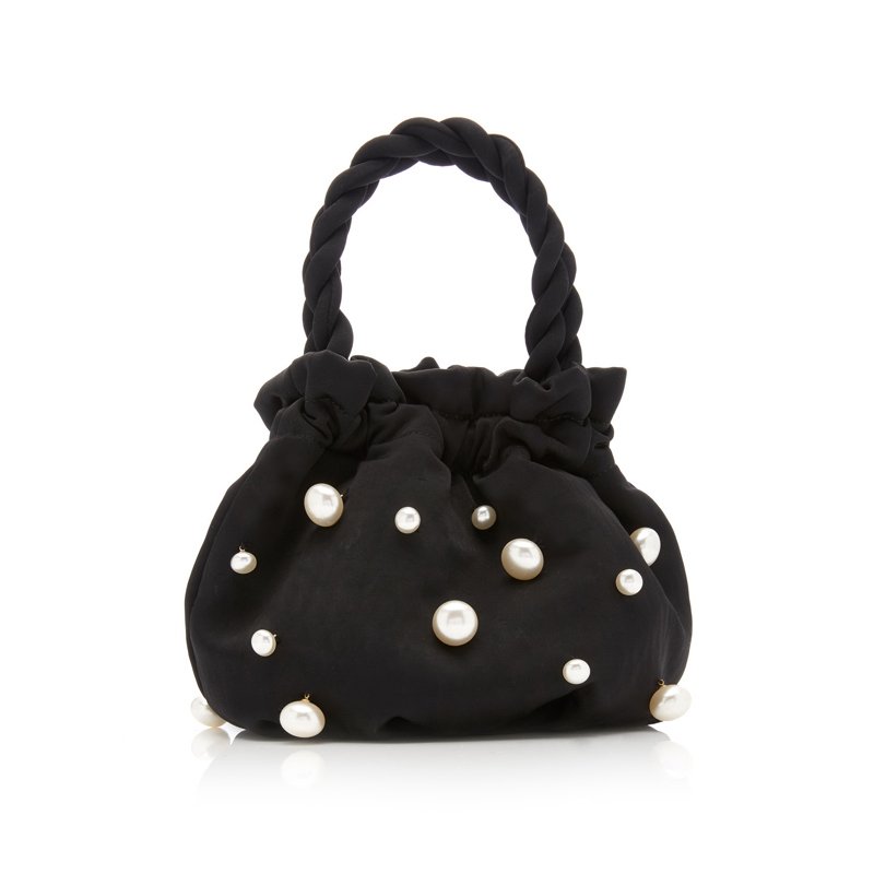 画像4:  woman’s Pearl bucket tote パール付きバッケット巾着トートハンドバック (4)