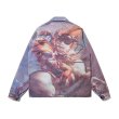 画像6:   Men's men oil painting men and women couple jacket  ユニセックス 男女兼用ナポレオンキャットオイルペイントジップアップブルゾンジャケット　　 (6)