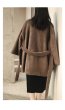 画像8: Women's imitation water plush fur large pocket coat retro port wind nine-point sleeves tie coat  jacket 　レトロポート風フェイクミンクファーハーフコート　ジャケット (8)