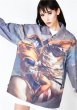 画像4:   Men's men oil painting men and women couple jacket  ユニセックス 男女兼用ナポレオンキャットオイルペイントジップアップブルゾンジャケット　　 (4)